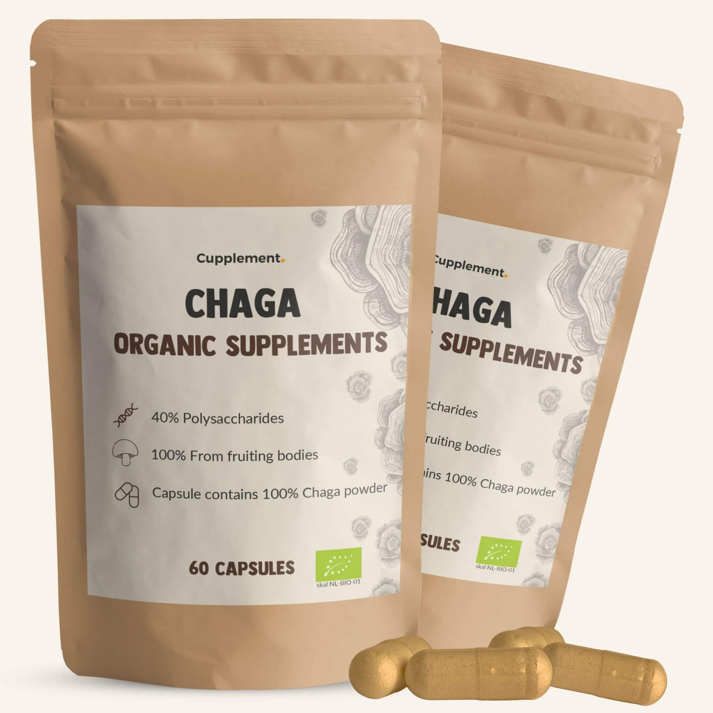 Chaga mushroom capsules organic combipack