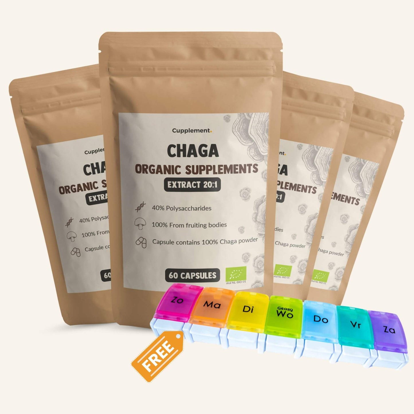 Chaga mushroom extract capsules organic multipack