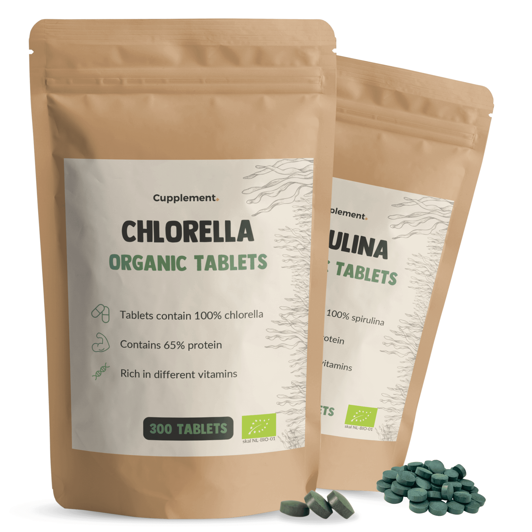 Chlorella Spirulina Tabletten Organic Cupplement Superfood Supplement