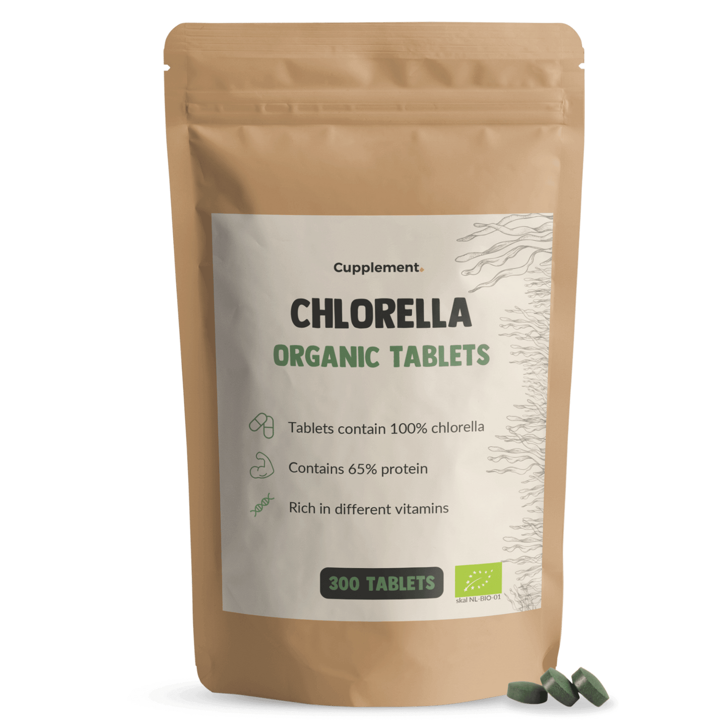 Chlorella organic tablets packshot front