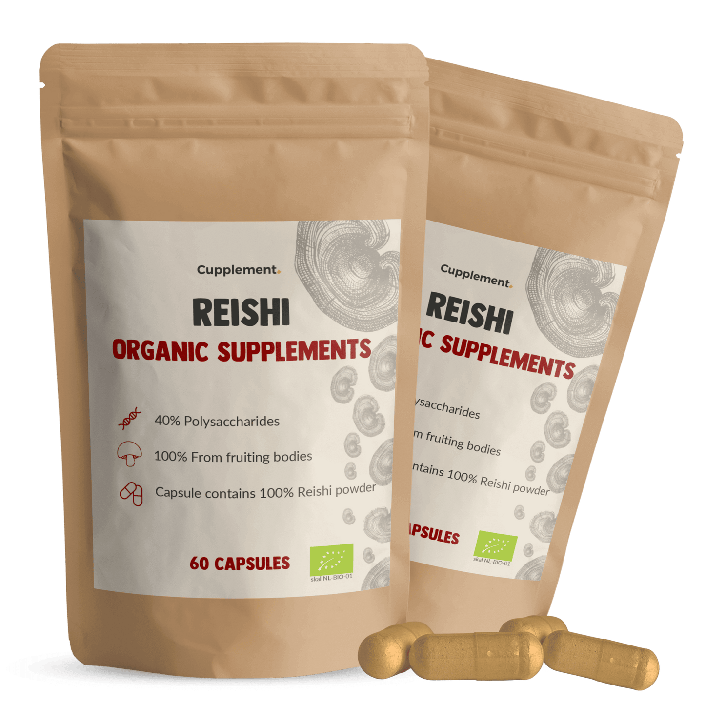 Reishi Capsules Organic Cupplement Superfood Supplement