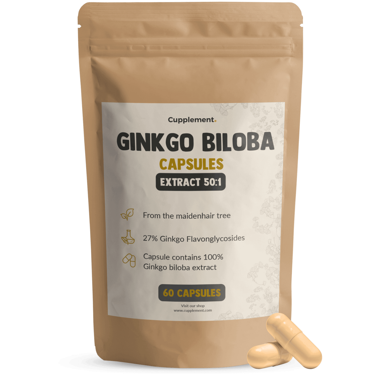 Ginko biloba capsules extract cupplement superfood supplement