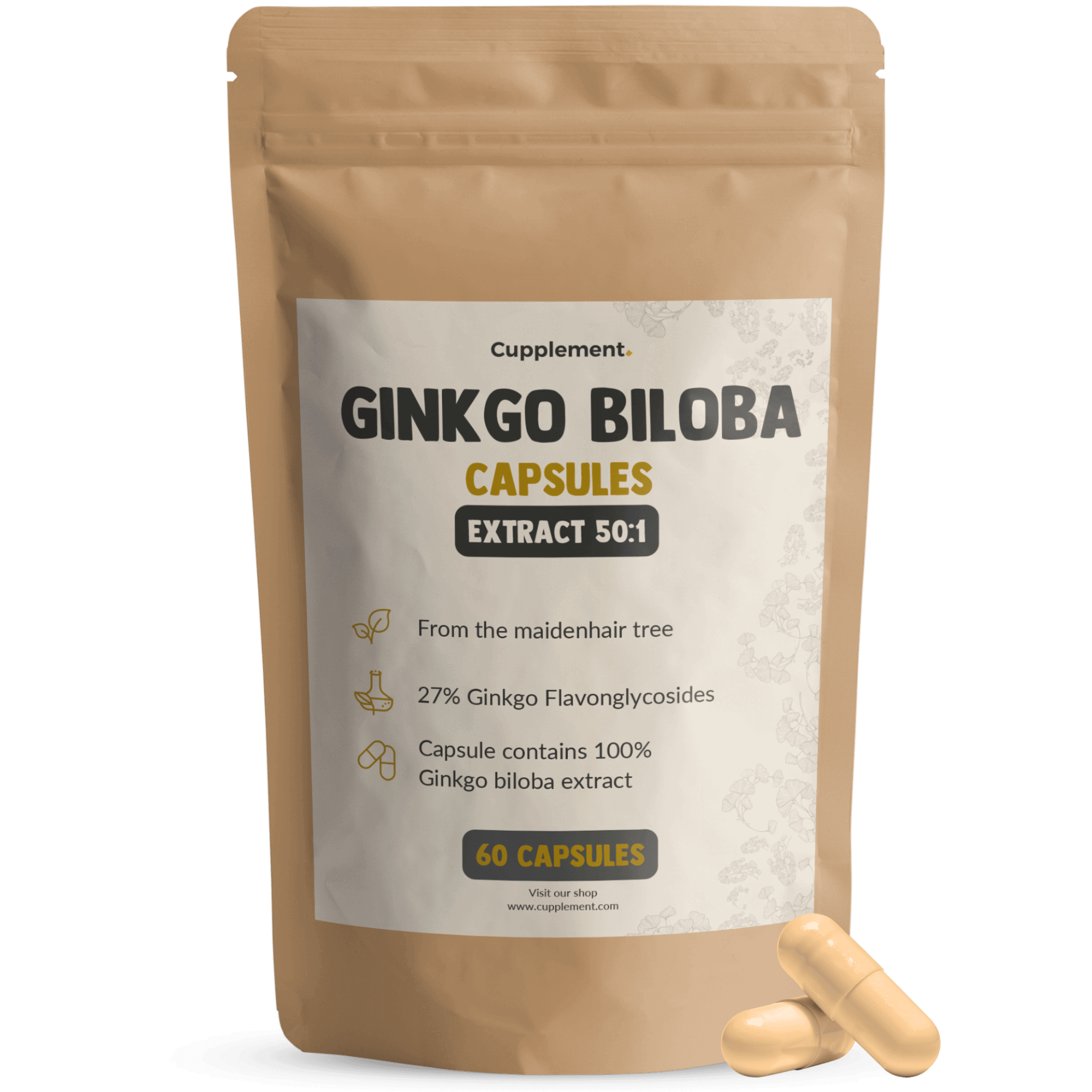 Ginko biloba capsules extract cupplement superfood supplement