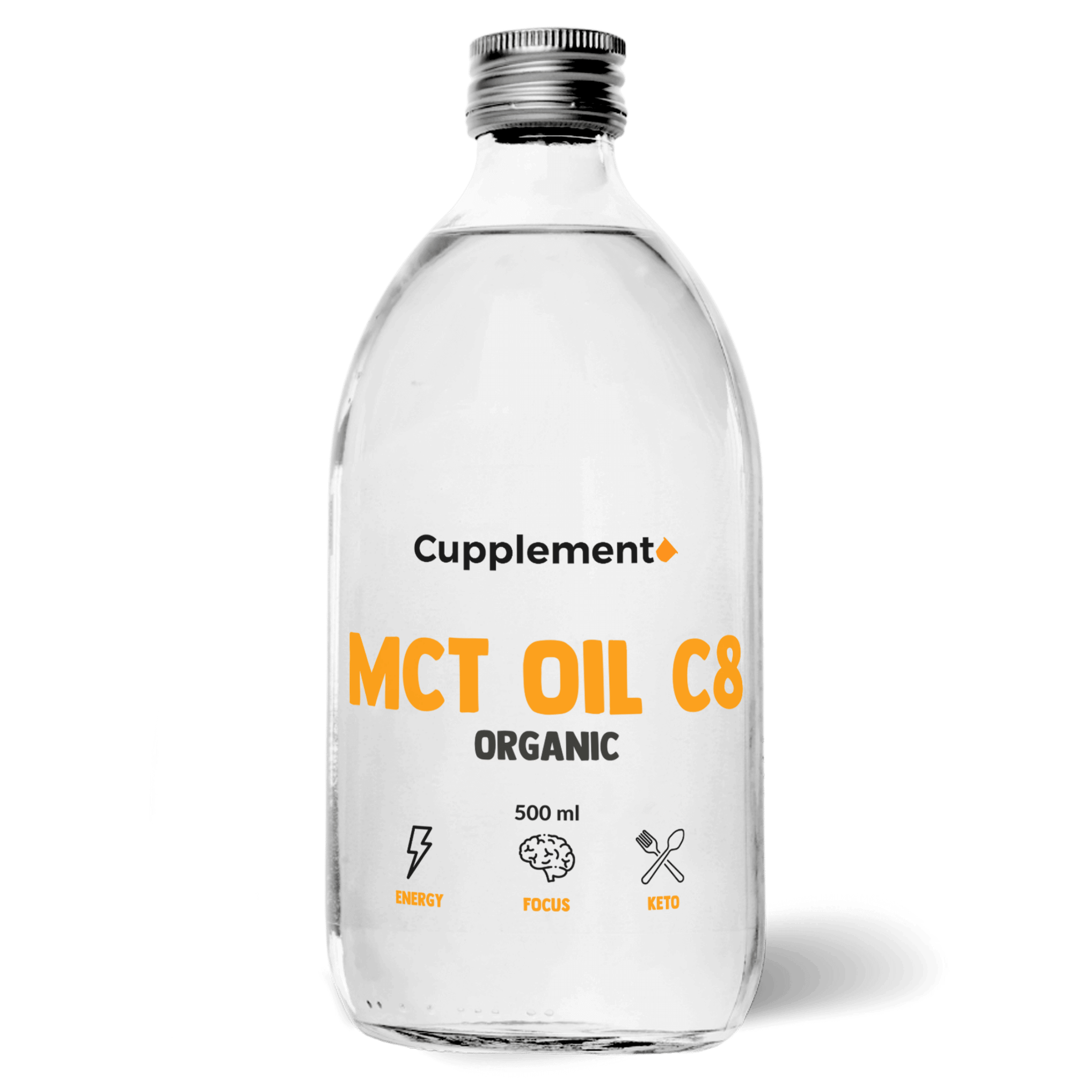 MCT oil c8 organic 500 ml packshot front