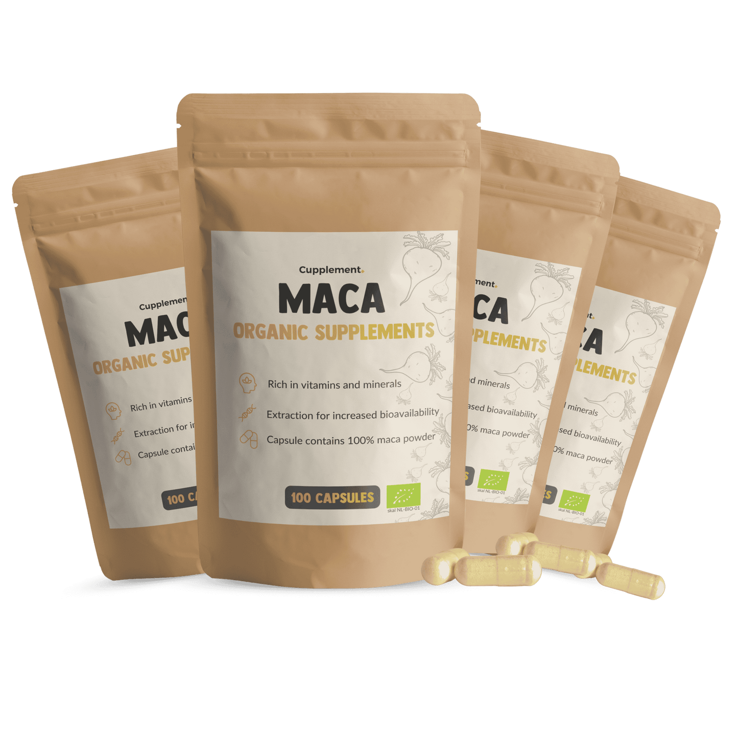 Maca powder capsules organic multipack