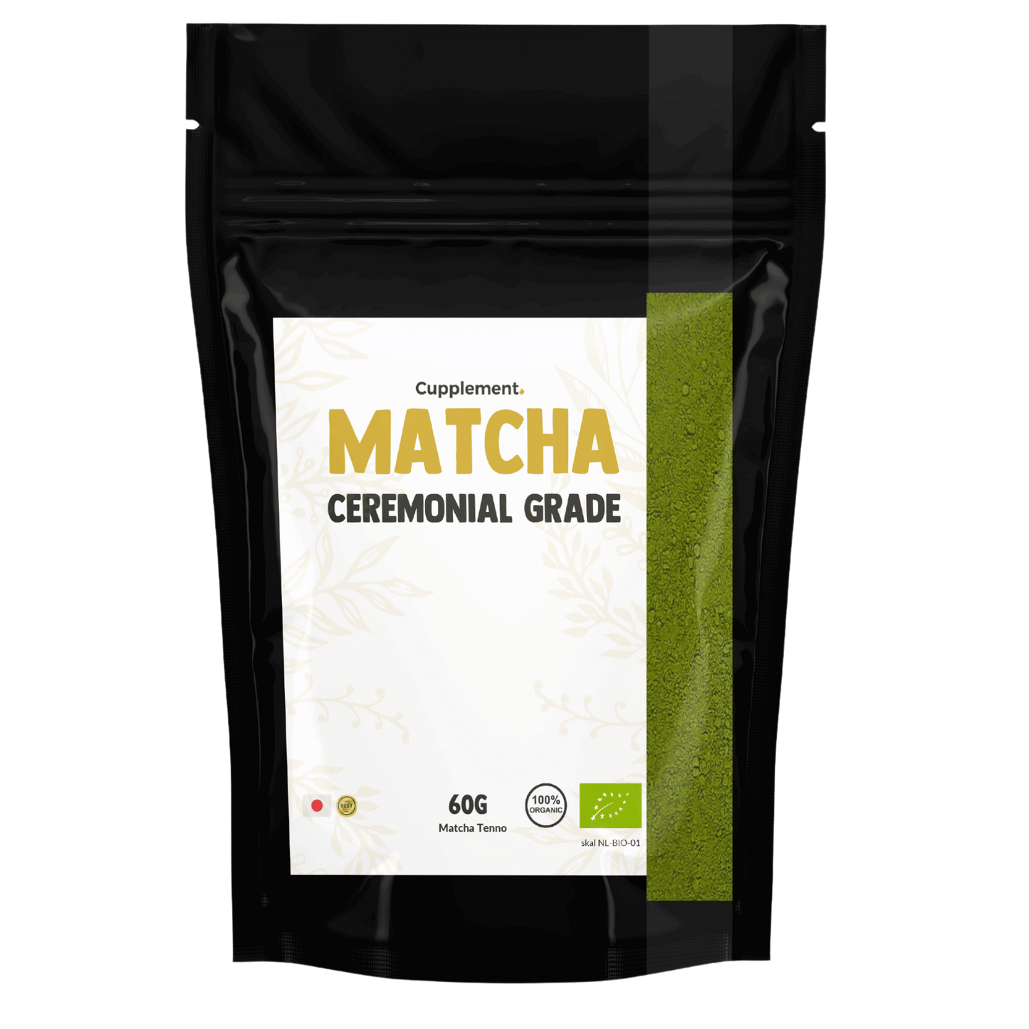 Matcha ceremonial grade organic powder packshot front