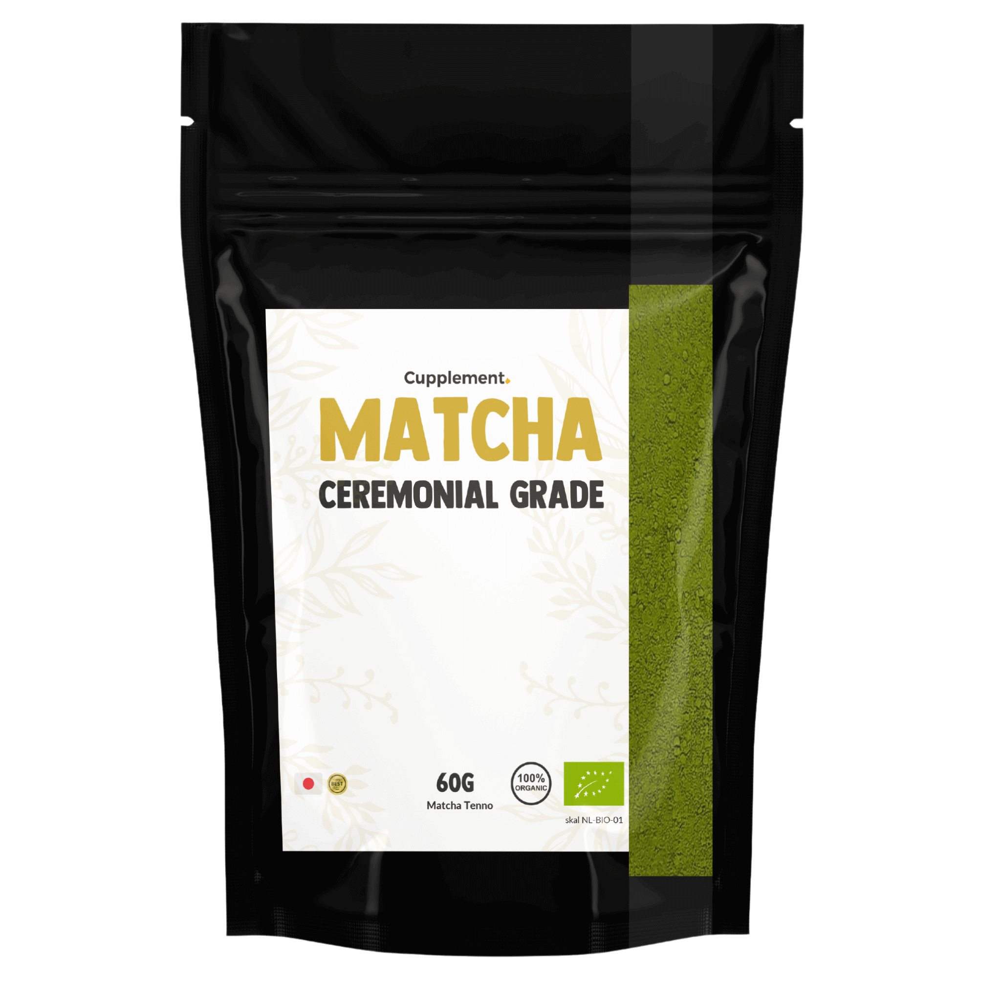 Matcha ceremonial grade organic powder packshot front