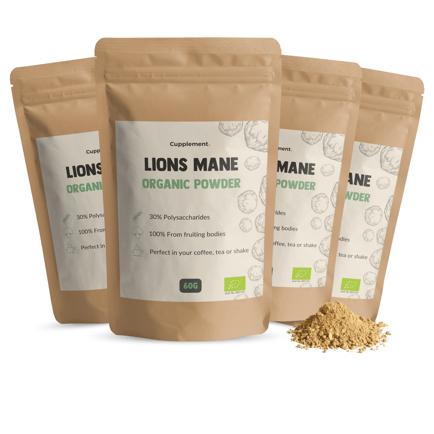 Lions Mane Powder Organic Mushroom Cupplement Superfood Supplement