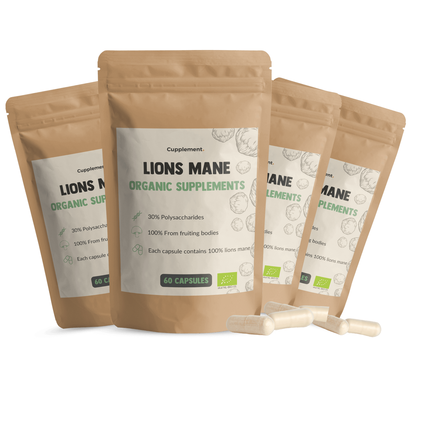 Lions Mane Capsules Organic Cupplement Superfood Supplement