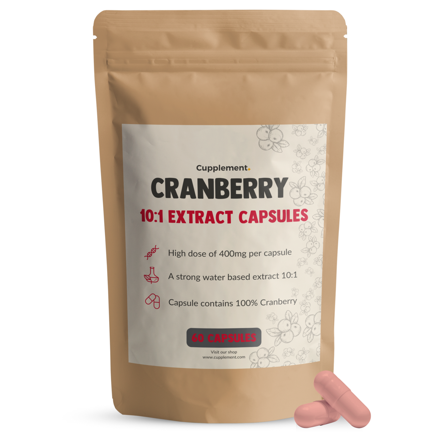 Capsules d'extrait de canneberge 400 mg