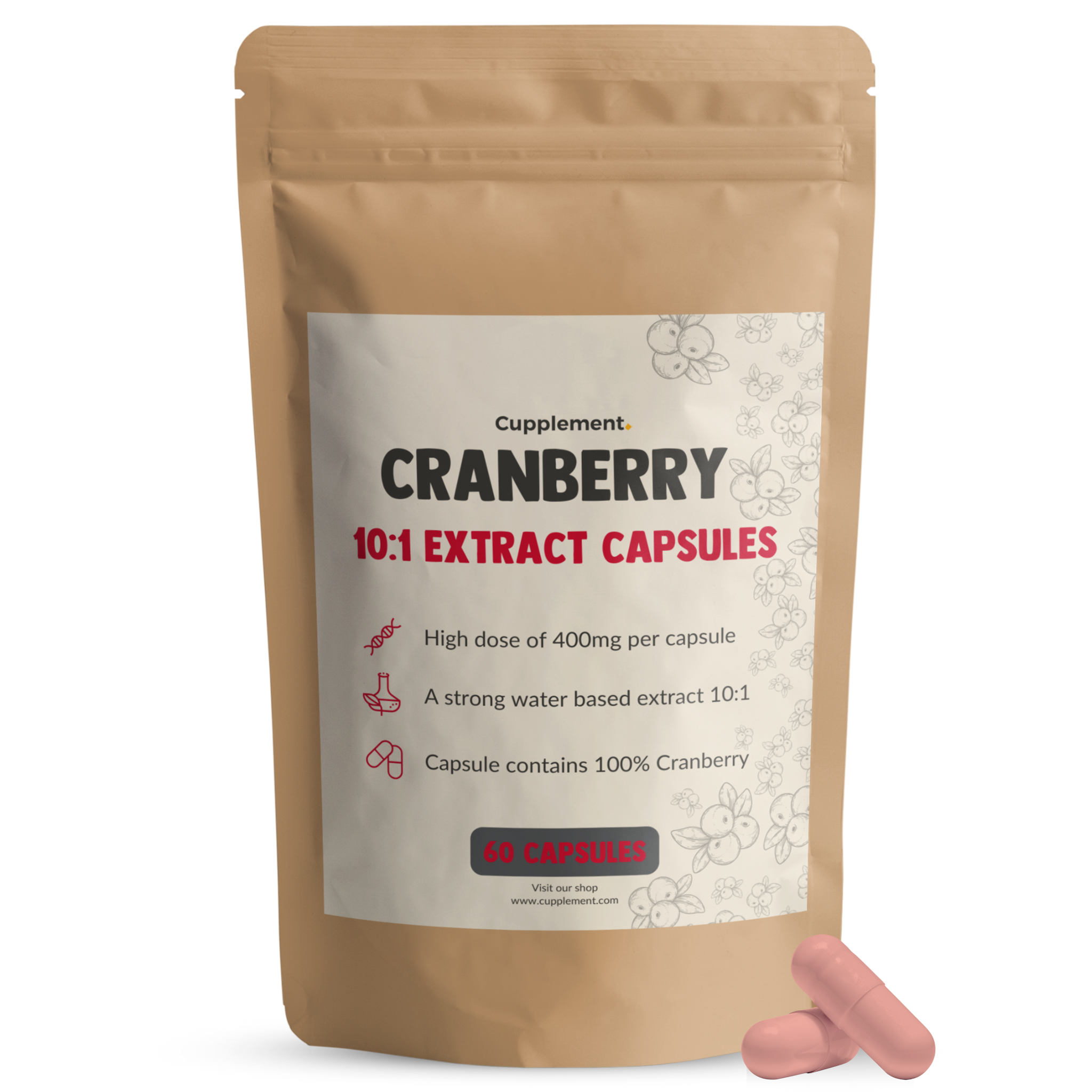 Capsules d'extrait de canneberge 400 mg