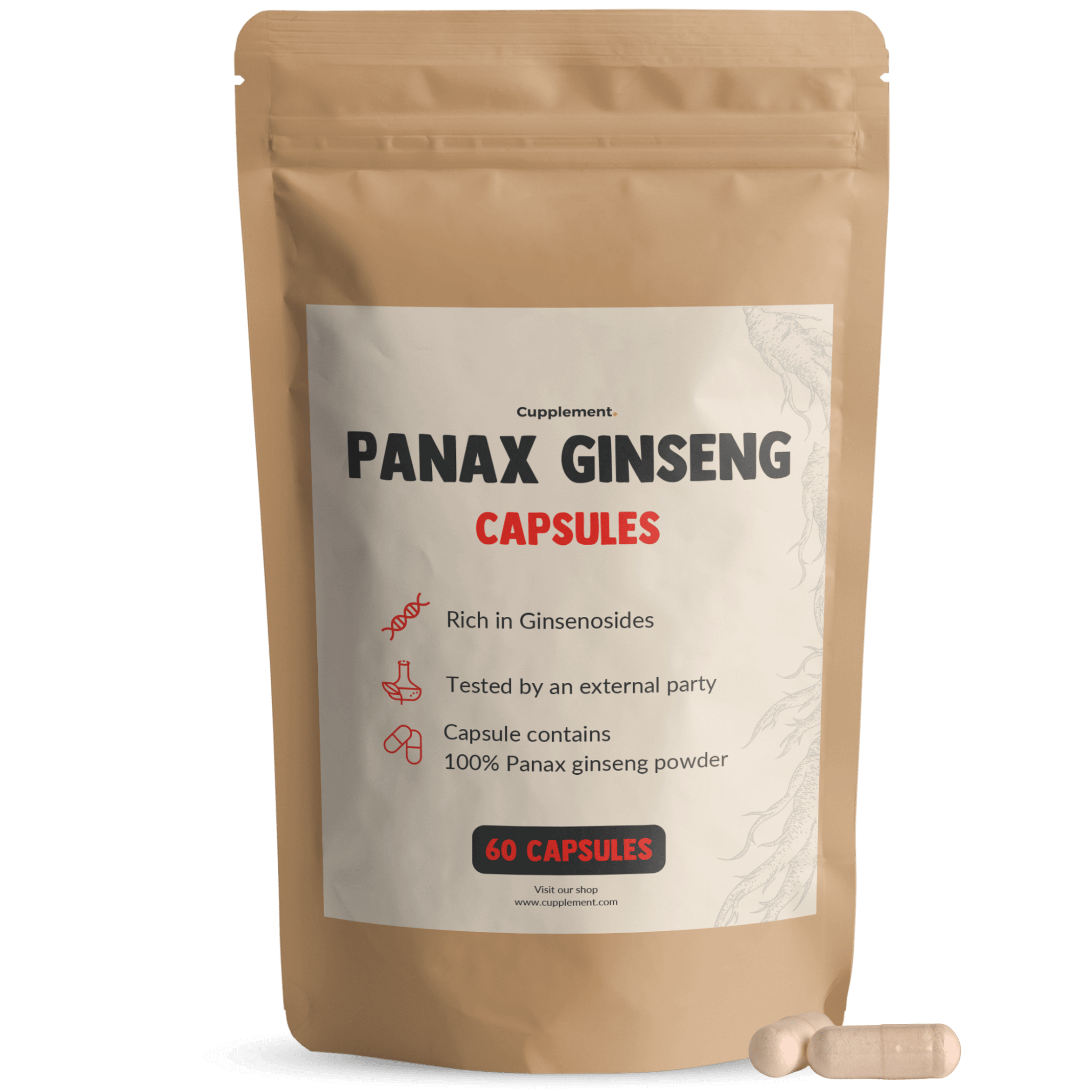 Panax Ginseng Capsules Cupplement Superfood Supplement