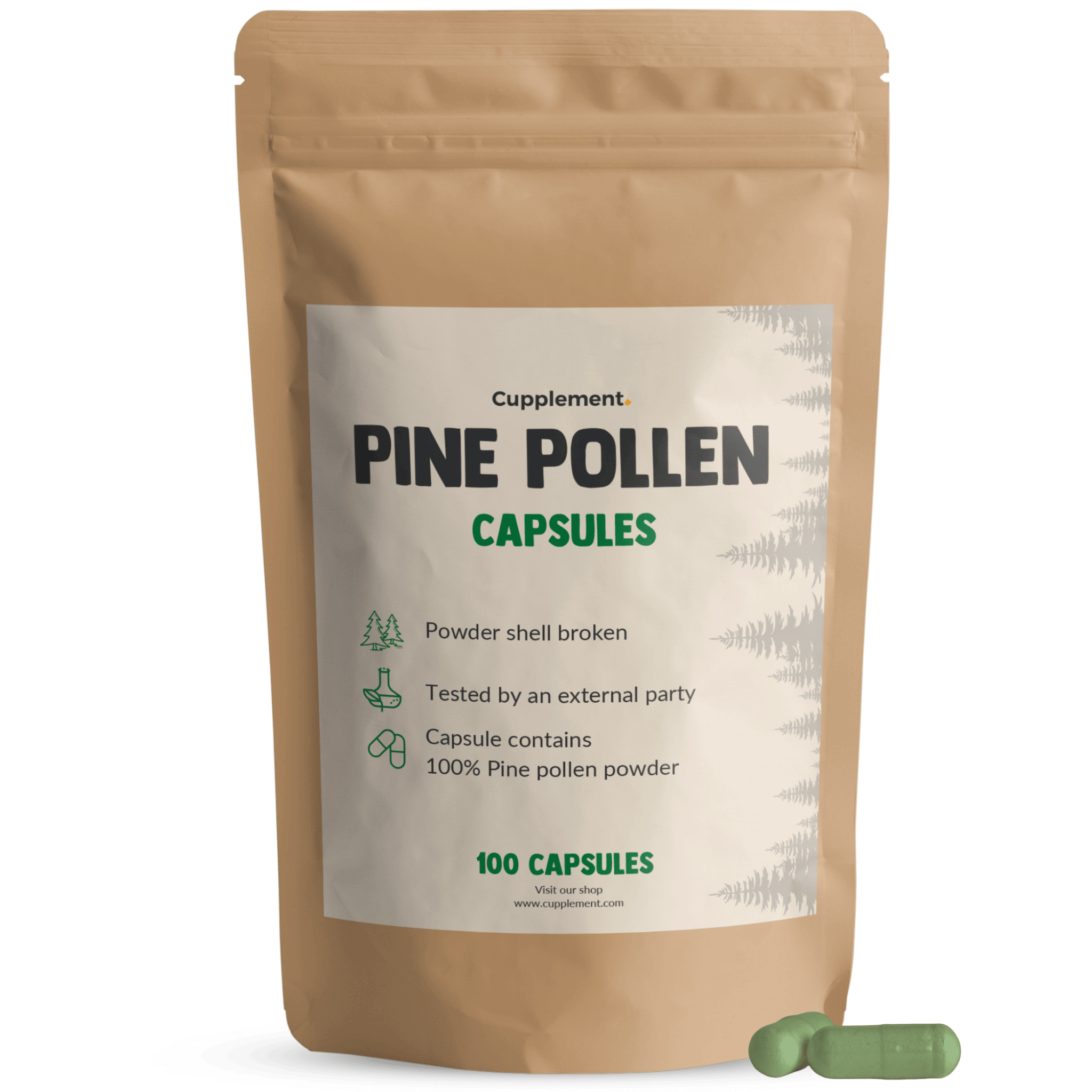 Pine Pollen Capsules Organic Cupplement Superfood Supplement