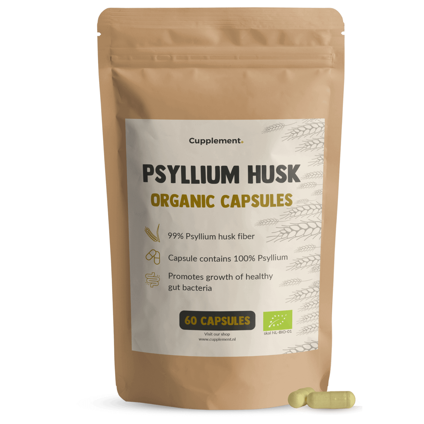 Psyllium Husk Capsules Organic Cupplement Superfood Supplement