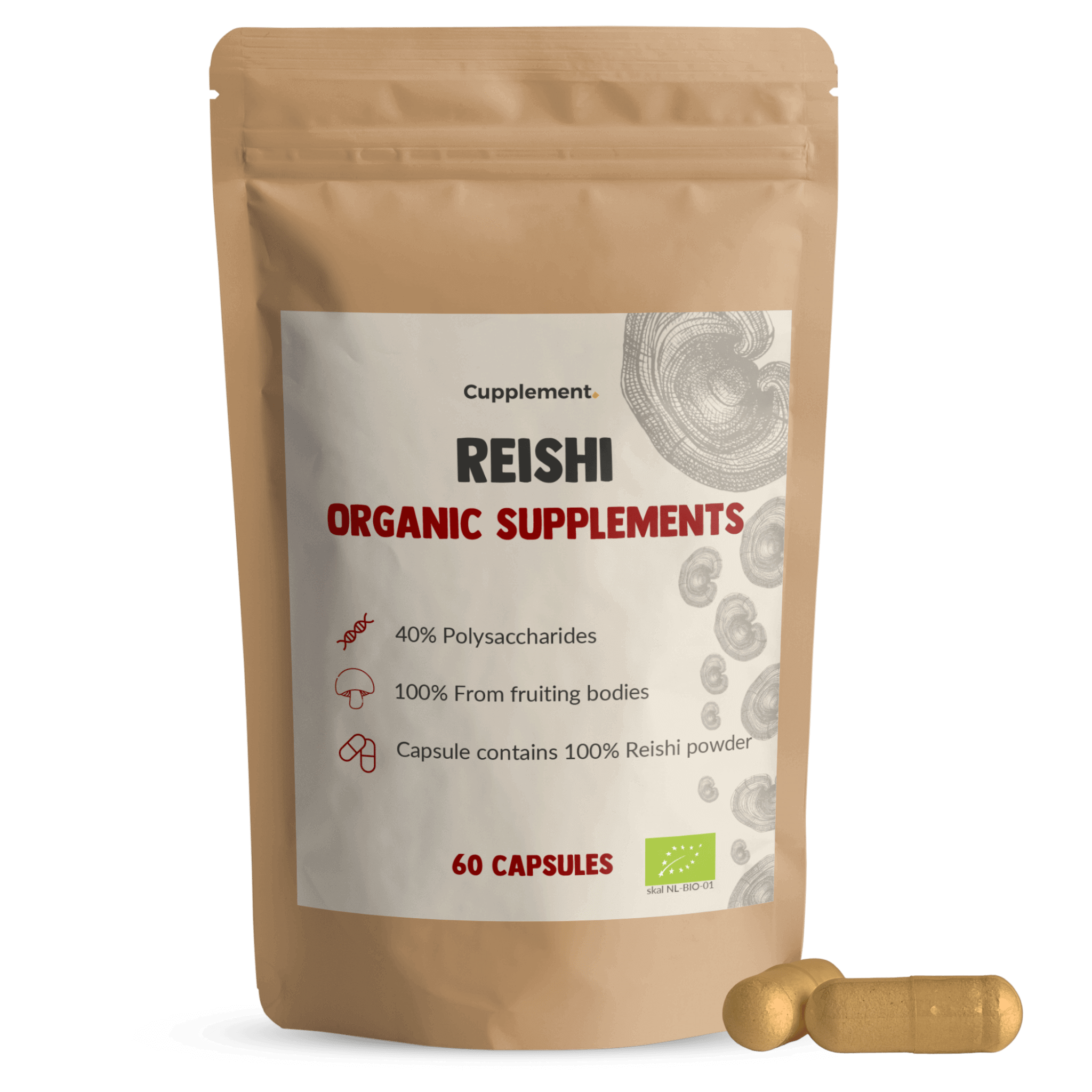 Reishi Capsules Organic Cupplement Superfood Supplement