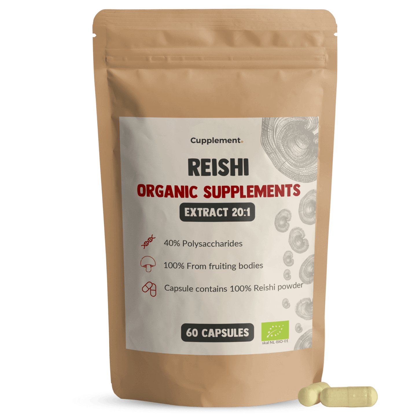 Reishi Extract Capsules Organic Cupplement Superfood Supplement