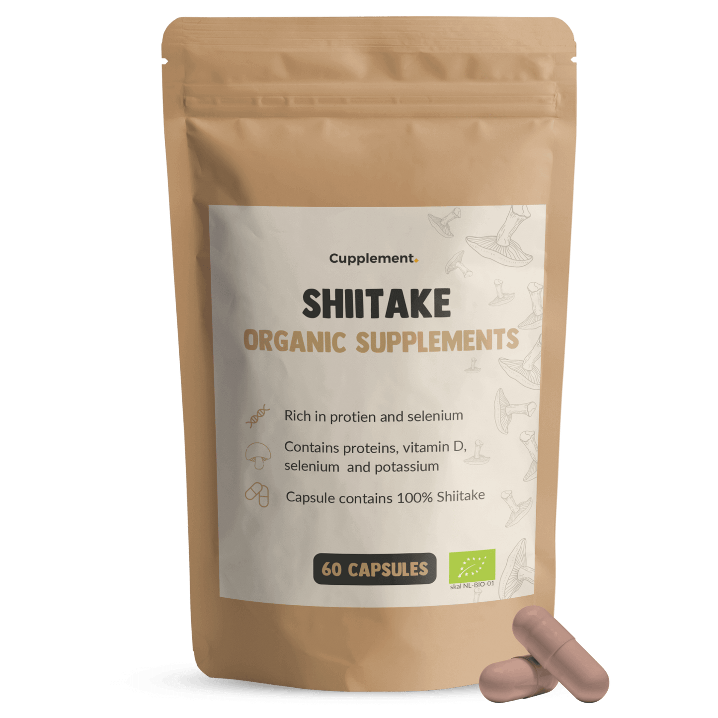 Shiitake Capsules organic Cupplement Superfood Supplement