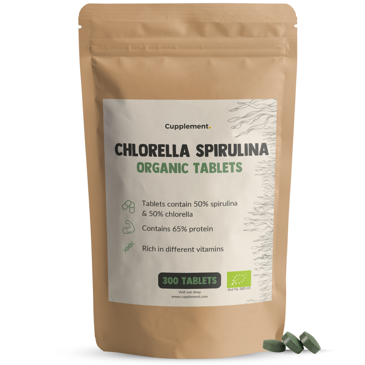 Spirulina Chlorella Tablets 500 mg Organic